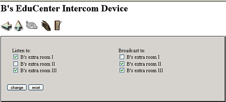 screenshot of intercom controls