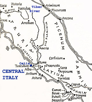tiber river on map